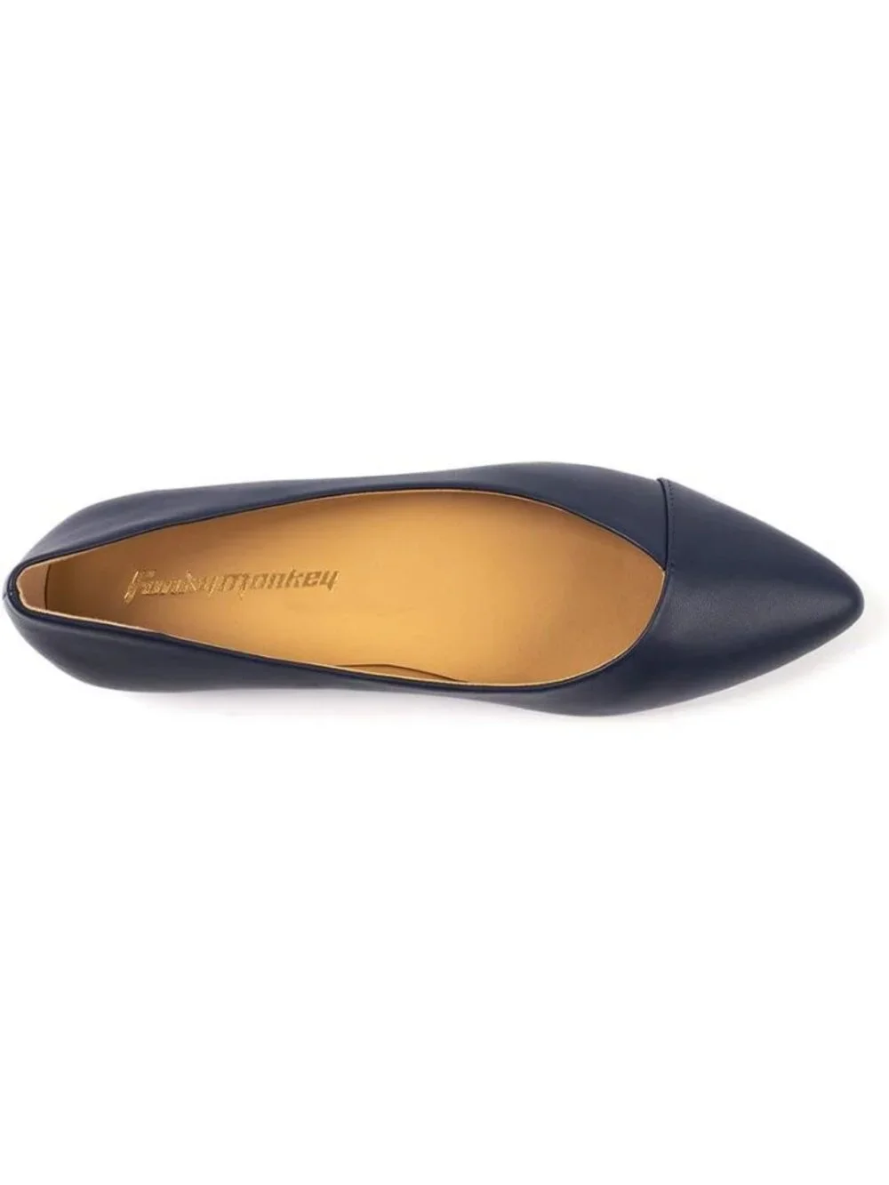 FUNKYMONKEY Women's Navy Faux Leather Pointed Toe Slip On Ballet Low Heel Flats
